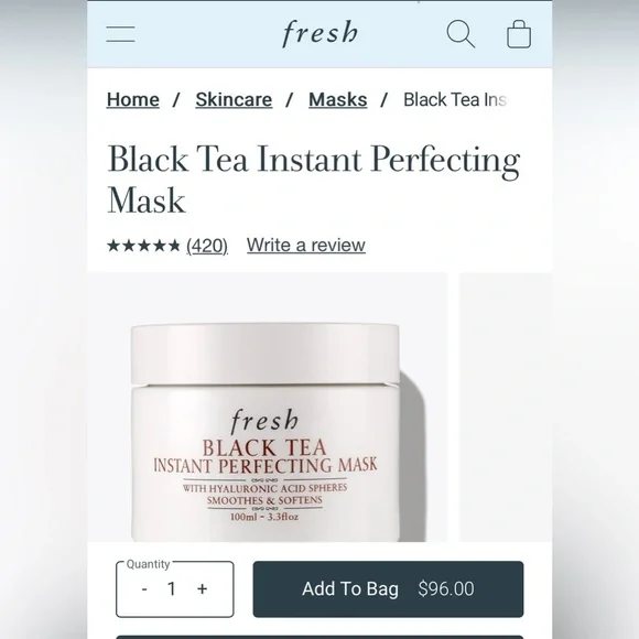 Fresh - Black Tea Instant Perfecting Mask 3.3 oz - full size - NIB - Picture 2 of 7